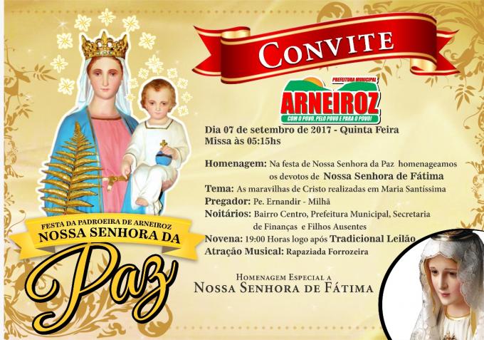 Festa da Padroeira de Arneiroz. Nossa Senhora da Paz