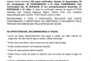 A SECRETARIA DE SAÚDE DO MUNICÍPIO DE ARNEIROZ, DIVULGA BOLETIM EPIDEMIOLÓGICO