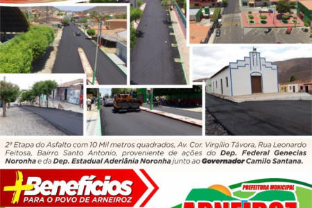 Segunda etapa da pavimentação asfáltica de Arneiroz